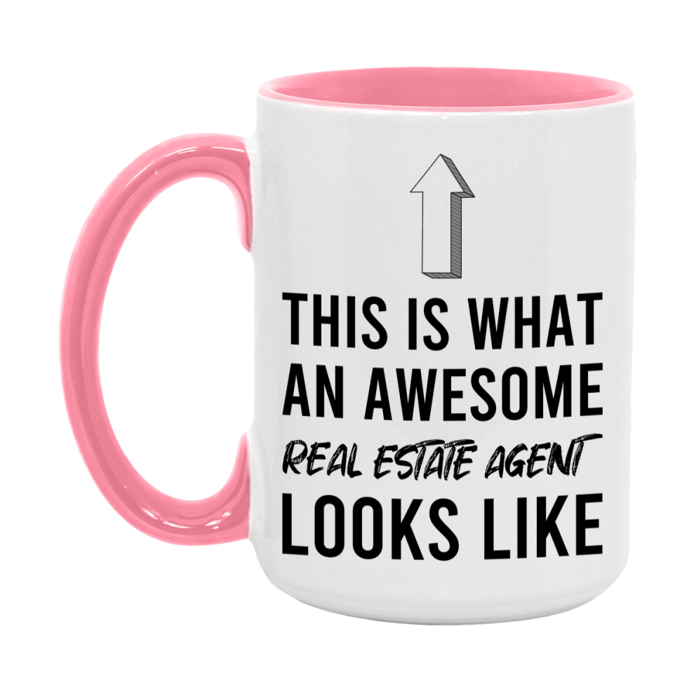 Funny Real Estate Agent Mug - This Is What An Awesome Real Estate Agent Looks Like - 11oz or 15oz Ceramic Coffee Cup - Novelty Gift for Real Estate Agent Professionals