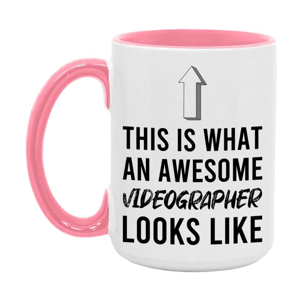 Funny Videographer Mug - This Is What An Awesome Videographer Looks Like - 11oz or 15oz Ceramic Coffee Cup - Novelty Gift for Videographer Professionals