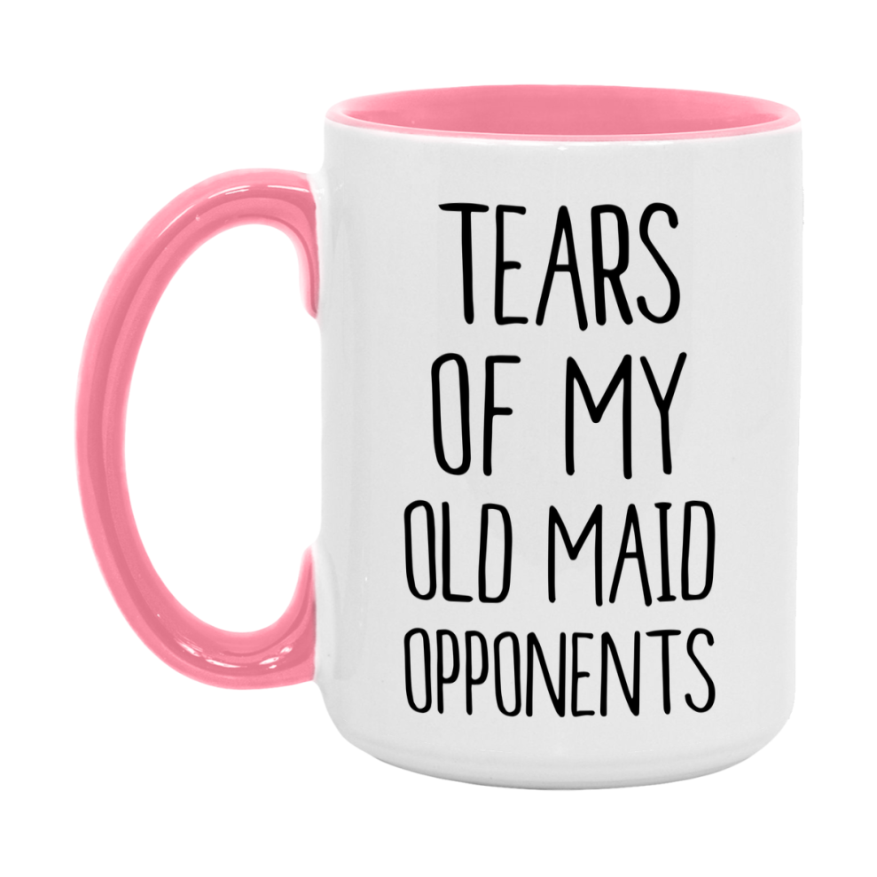 Funny Old Maid Mug – “Tears Of My Old Maid Opponents” – 11Oz Or 15Oz Coffee Cup
