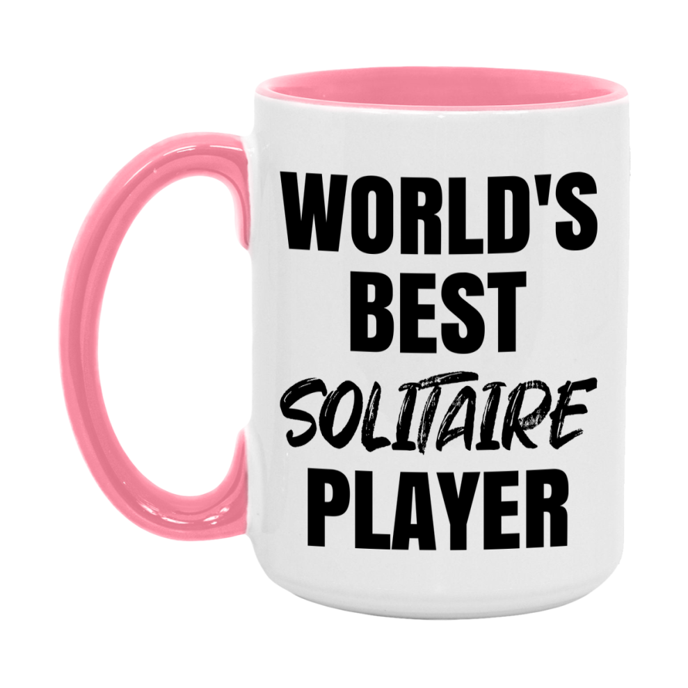 World's Best Solitaire Player Mug, Funny Card Game Player Gift, 11Oz Or 15Oz White Ceramic Mug