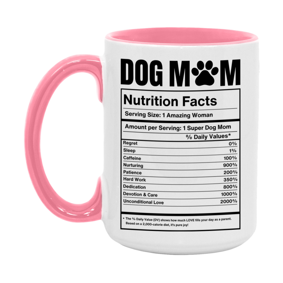 Dog Mom Nutrition Facts Mug, 11Oz Or 15Oz Double-Sided Coffee Cup
