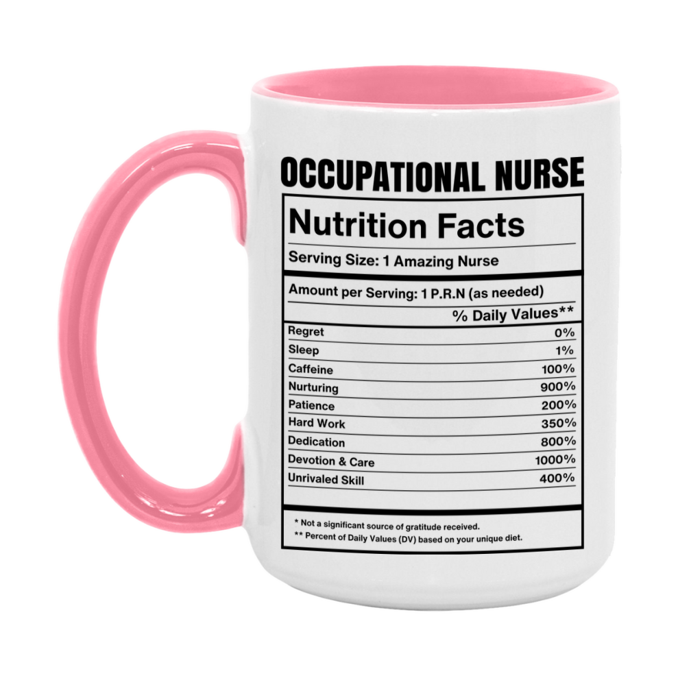 Occupational Nurse Coffee Mug, Occupational Nurse Nutrition Facts, 11Oz Or 15Oz Ceramic Cup