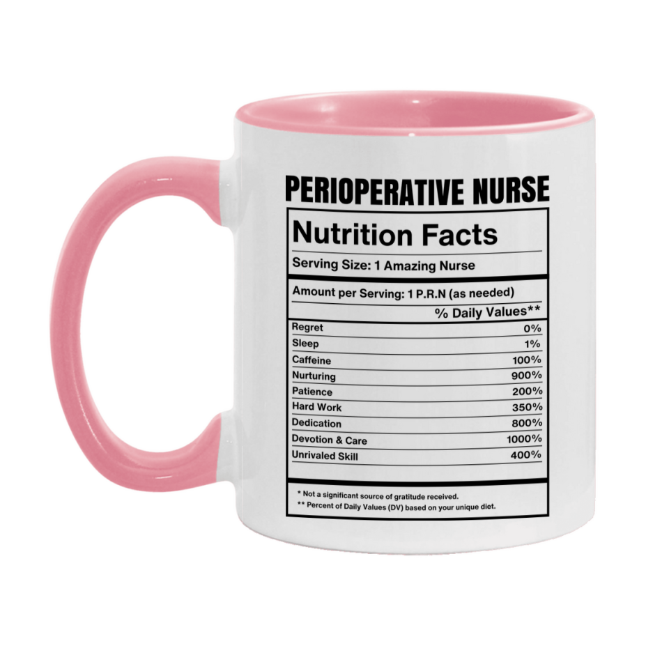 Perioperative Nurse Coffee Mug, Perioperative Nurse Nutrition Facts, 11Oz Or 15Oz Ceramic Cup