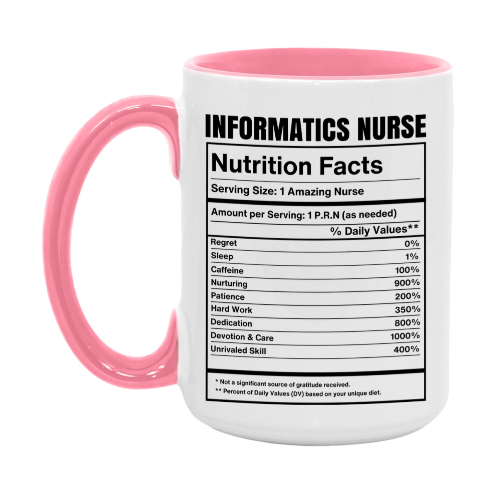 Informatics Nurse Coffee Mug, Informatics Nurse Nutrition Facts, 11Oz Or 15Oz Ceramic Cup