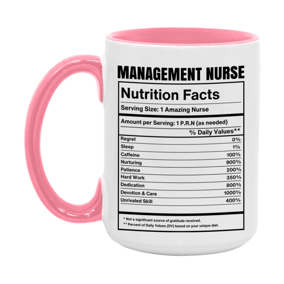 Management Nurse Coffee Mug, Management Nurse Nutrition Facts, 11Oz Or 15Oz Ceramic Cup
