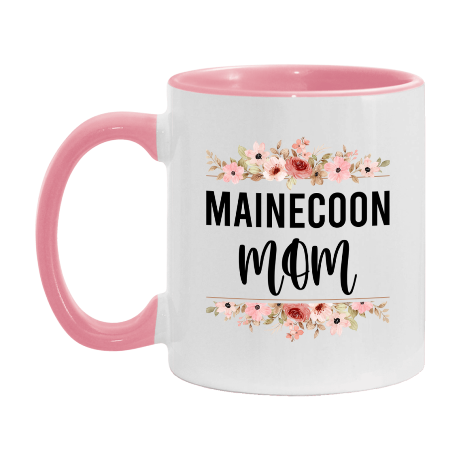 Mainecoon Cat Mom Mug, Floral Cat Mug For Mom, 11Oz Or 15Oz Coffee Cup