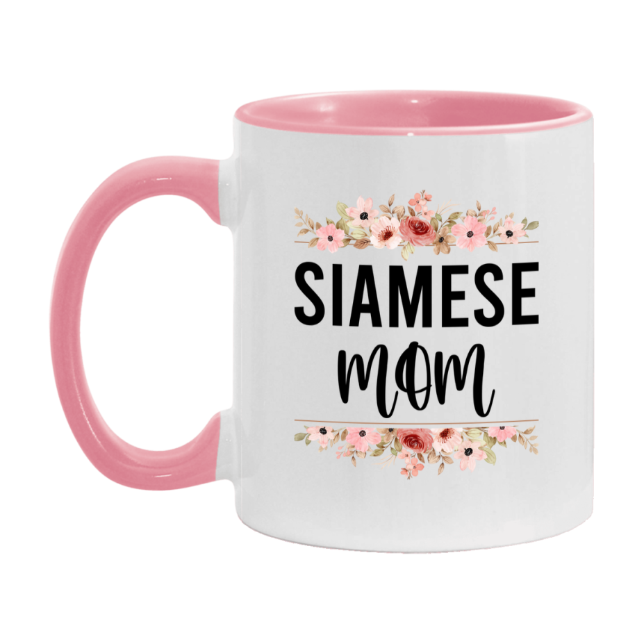 Siamese Cat Mom Mug, Floral Cat Mug For Mom, 11Oz Or 15Oz Coffee Cup