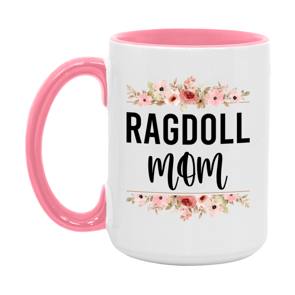 Ragdoll Cat Mom Mug, Floral Cat Mug For Mom, 11Oz Or 15Oz Coffee Cup