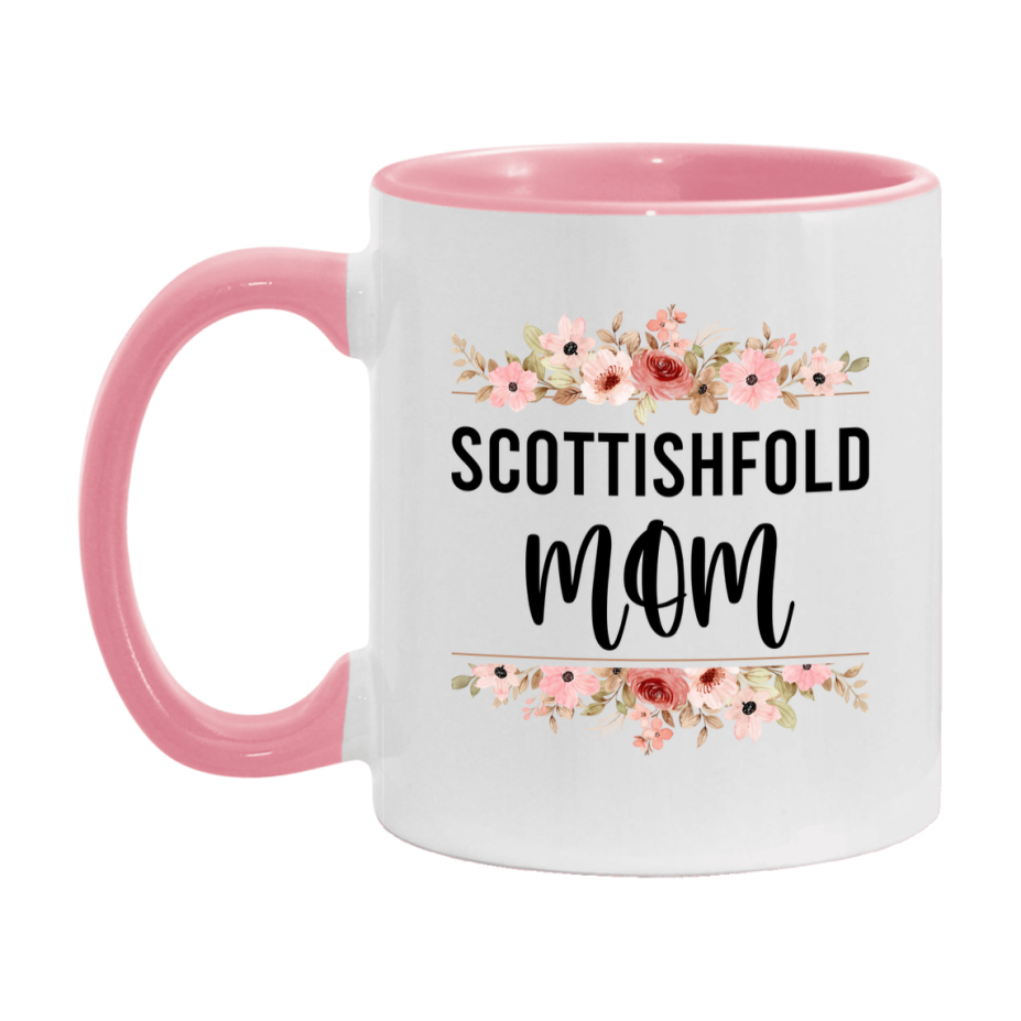 Scottishfold Cat Mom Mug, Floral Cat Mug For Mom, 11Oz Or 15Oz Coffee Cup