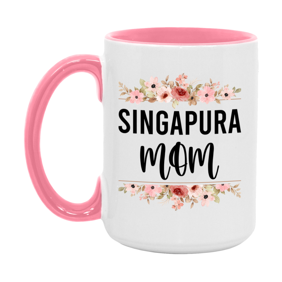 Singapura Cat Mom Mug, Floral Cat Mug For Mom, 11Oz Or 15Oz Coffee Cup