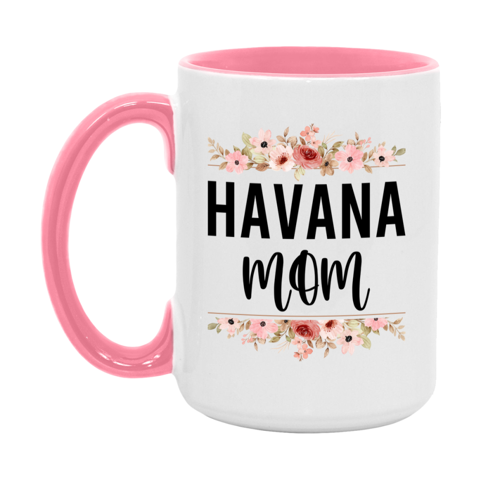 Havana Cat Mom Mug, Floral Cat Mug For Mom, 11Oz Or 15Oz Coffee Cup
