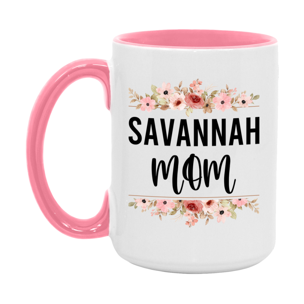 Savannah Cat Mom Mug, Floral Cat Mug For Mom, 11Oz Or 15Oz Coffee Cup