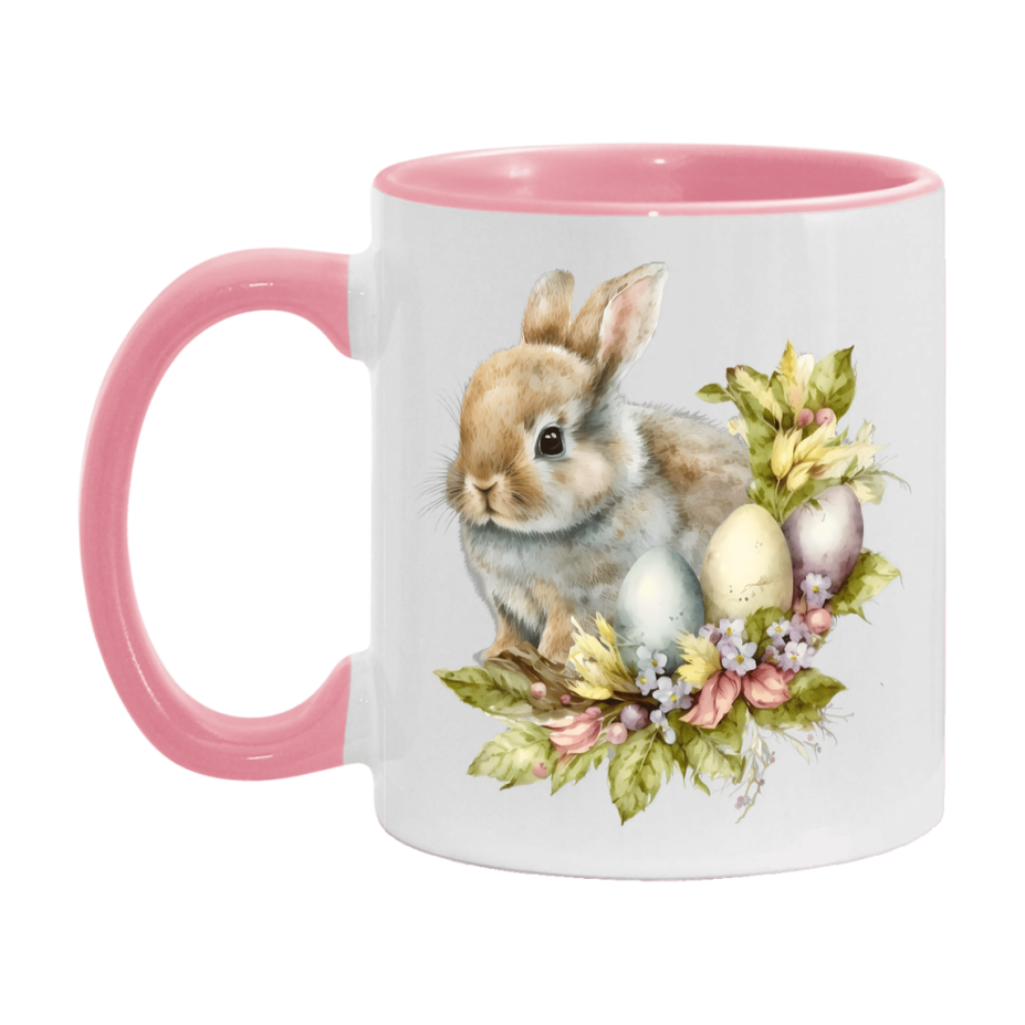 Easter Bunny Coffee Mug, Kawaii Easter Bunny Easter Gift, Double-Sided 11Oz Or 15Oz White Ceramic Cup