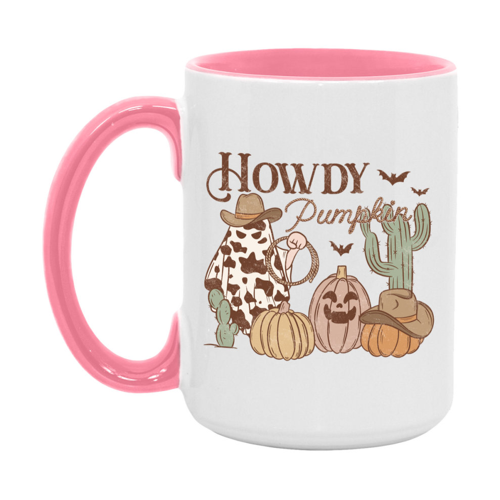 Western Halloween Mug, Cute Retro Western Halloween Coffee Cup, 11Oz Or 15Oz White Ceramic Mug