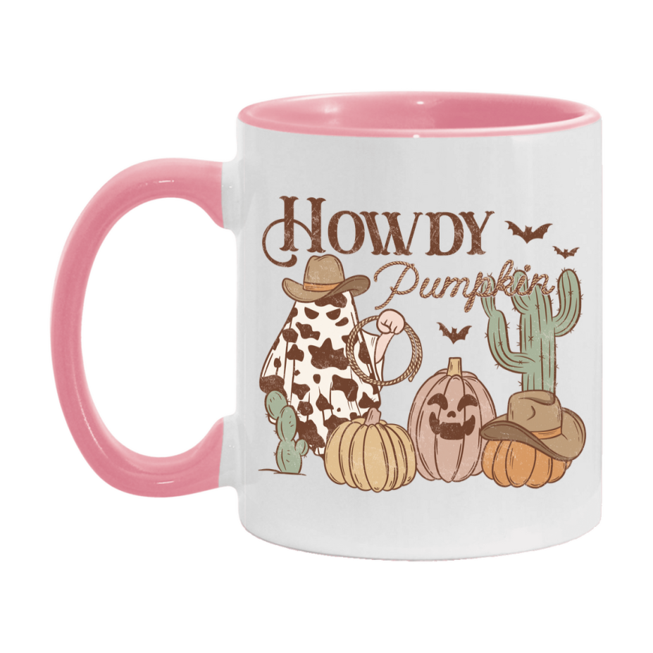 Western Halloween Mug, Cute Retro Western Halloween Coffee Cup, 11Oz Or 15Oz White Ceramic Mug