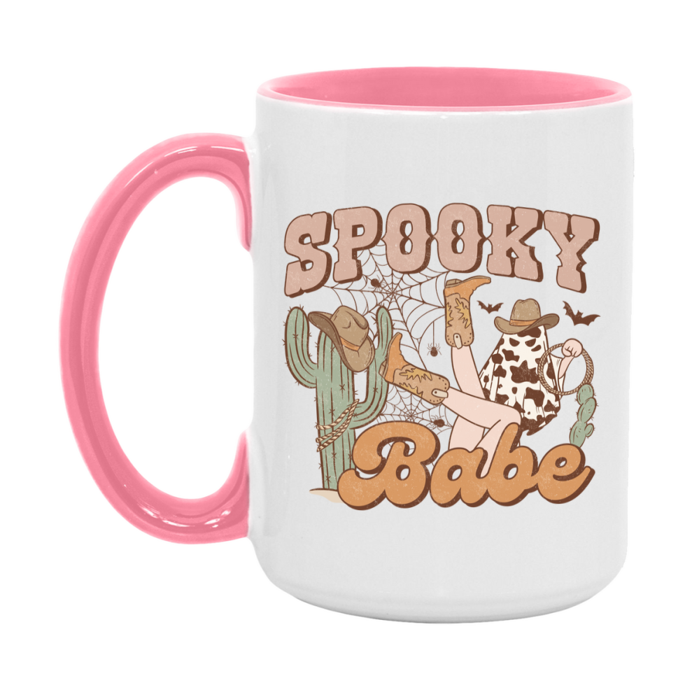 Western Halloween Mug, Cute Retro Western Halloween Coffee Cup, 11Oz Or 15Oz White Ceramic Mug