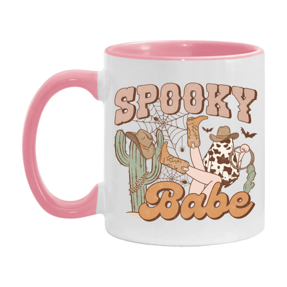 Western Halloween Mug, Cute Retro Western Halloween Coffee Cup, 11Oz Or 15Oz White Ceramic Mug