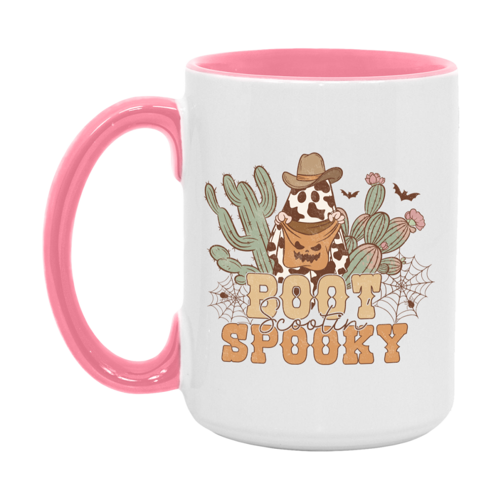 Western Halloween Mug, Cute Retro Western Halloween Coffee Cup, 11Oz Or 15Oz White Ceramic Mug