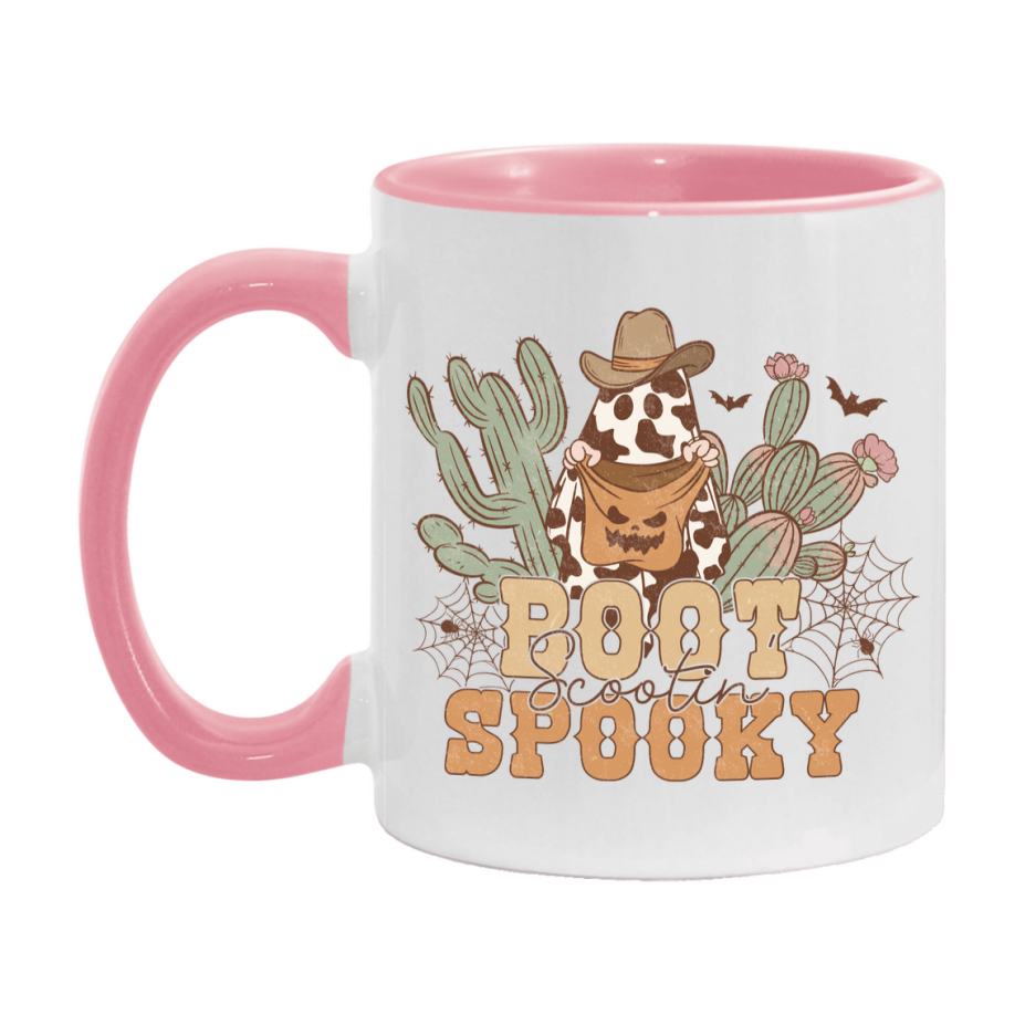Western Halloween Mug, Cute Retro Western Halloween Coffee Cup, 11Oz Or 15Oz White Ceramic Mug