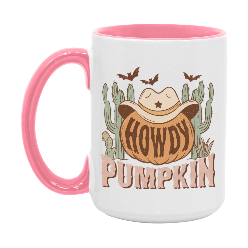 Western Halloween Mug, Cute Retro Western Halloween Coffee Cup, 11Oz Or 15Oz White Ceramic Mug