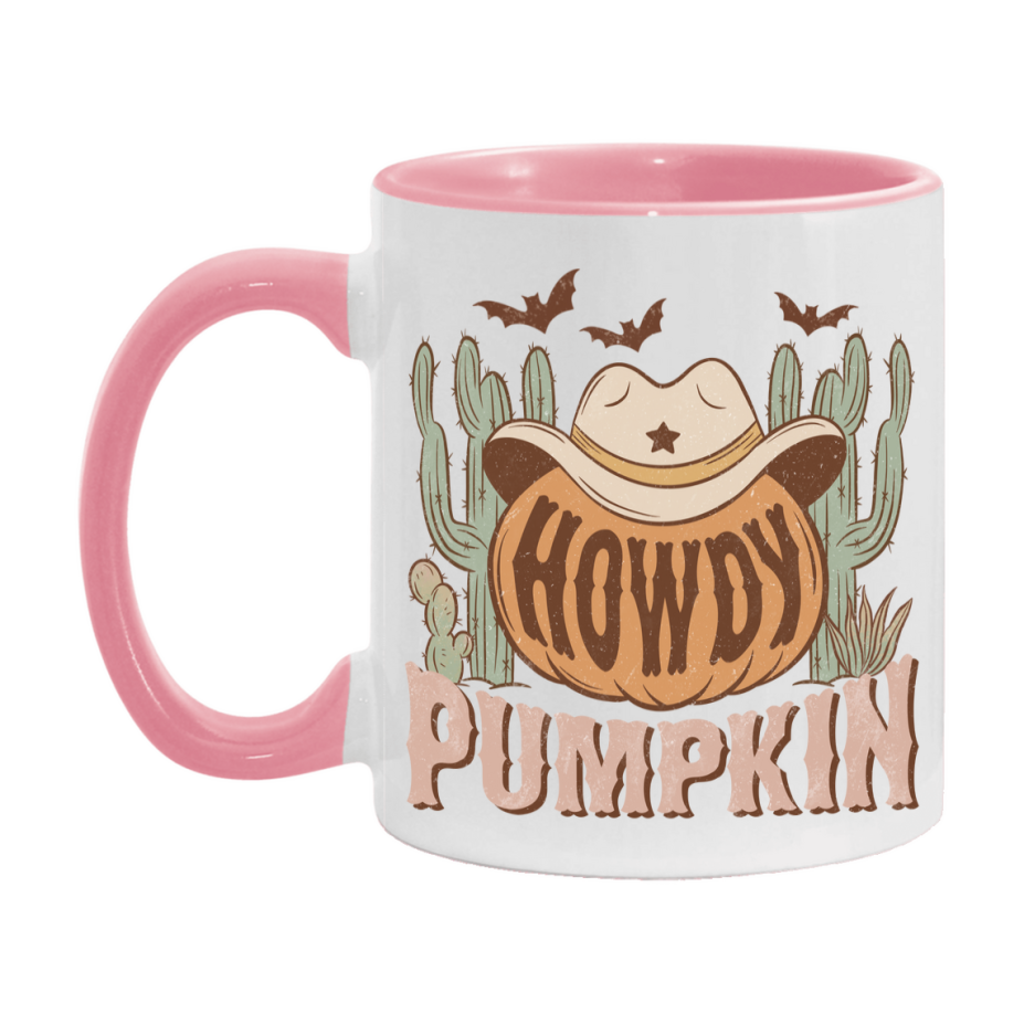 Western Halloween Mug, Cute Retro Western Halloween Coffee Cup, 11Oz Or 15Oz White Ceramic Mug