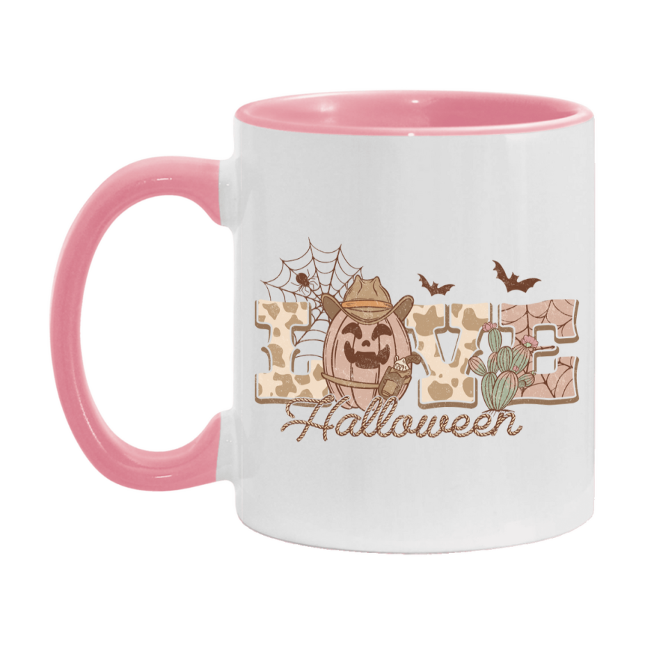 Western Halloween Mug, Cute Retro Western Halloween Coffee Cup, 11Oz Or 15Oz White Ceramic Mug