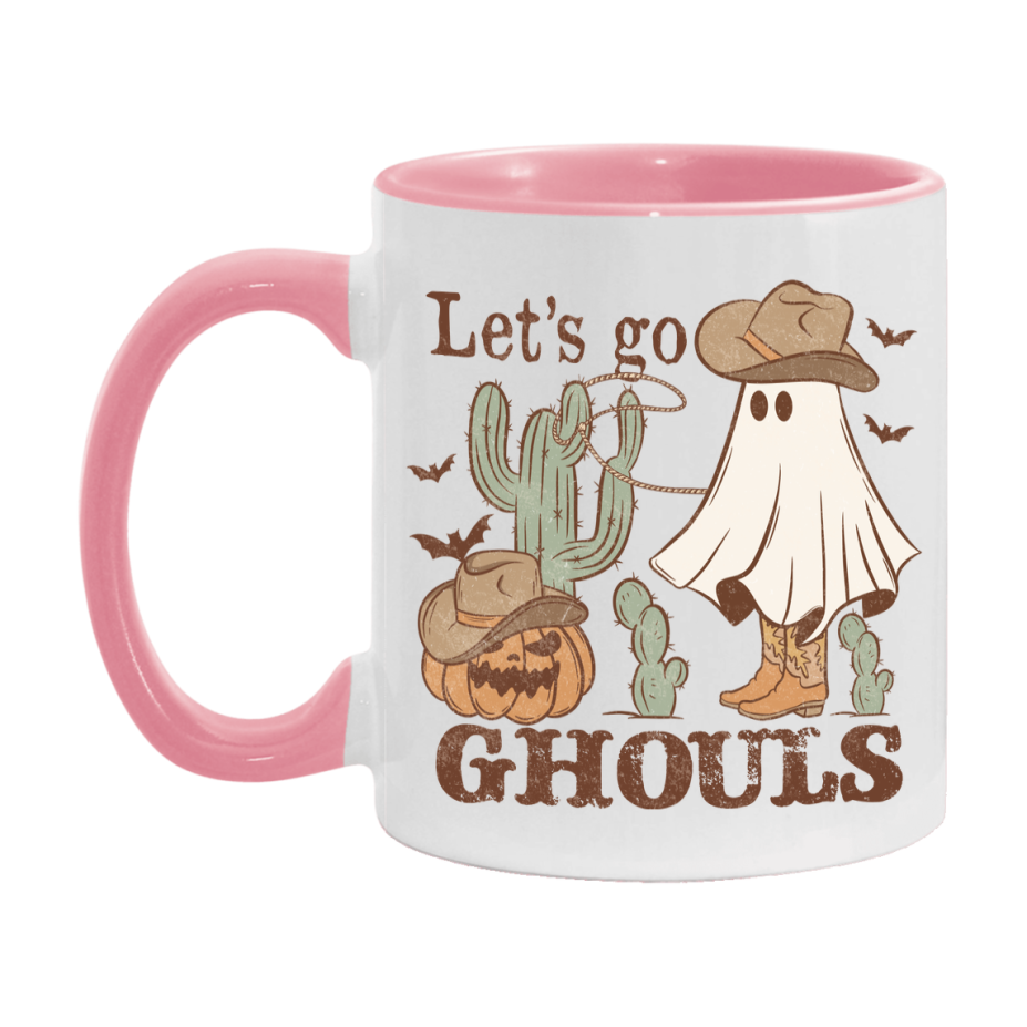 Western Halloween Mug, Cute Retro Western Halloween Coffee Cup, 11Oz Or 15Oz White Ceramic Mug