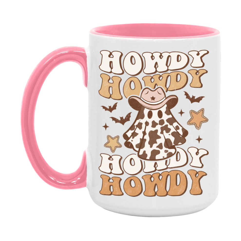 Western Halloween Mug, Cute Retro Western Halloween Coffee Cup, 11Oz Or 15Oz White Ceramic Mug