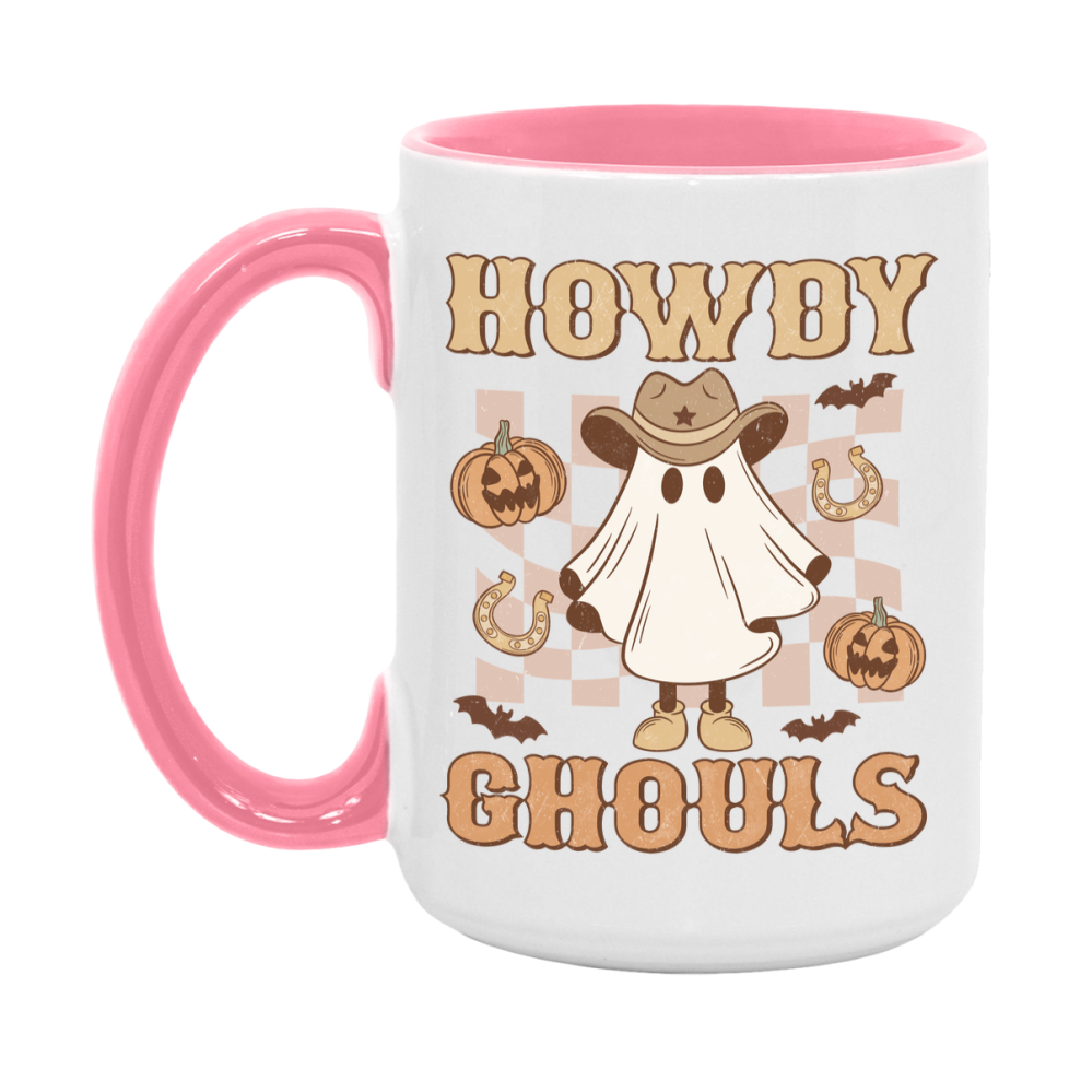 Western Halloween Mug, Cute Retro Western Halloween Coffee Cup, 11Oz Or 15Oz White Ceramic Mug