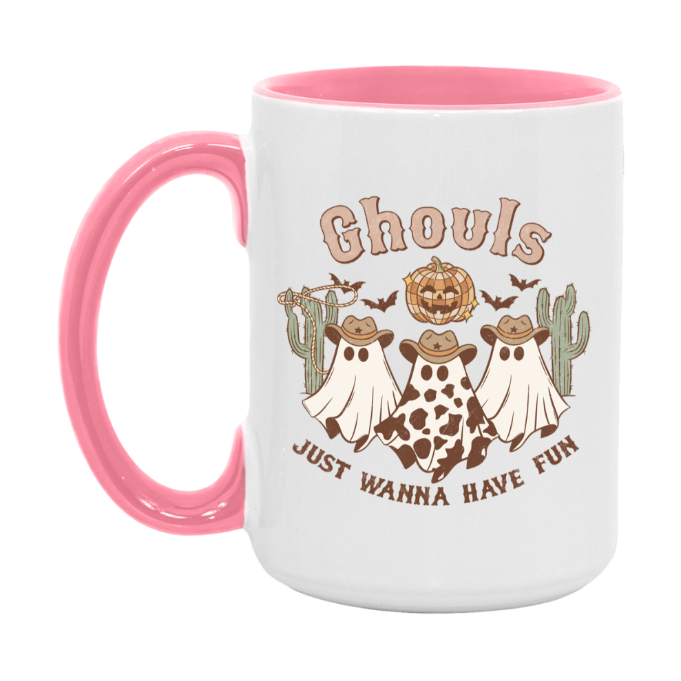 Western Halloween Mug, Cute Retro Western Halloween Coffee Cup, 11Oz Or 15Oz White Ceramic Mug