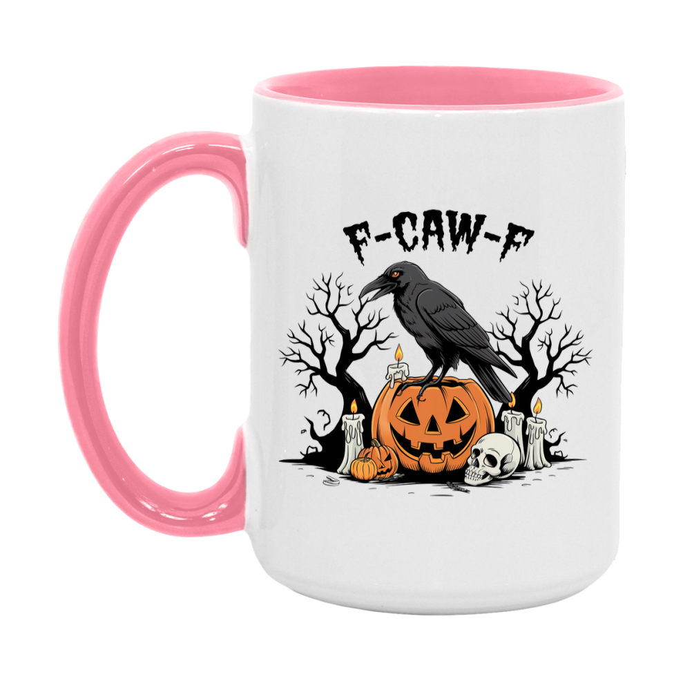 F-Caw-F Mug, Funny Crow Mug, Trendy Fcawf Coffee Cup, 11Oz Or 15Oz White Ceramic Cup
