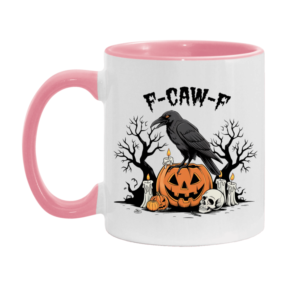 F-Caw-F Mug, Funny Crow Mug, Trendy Fcawf Coffee Cup, 11Oz Or 15Oz White Ceramic Cup