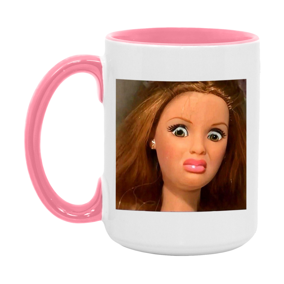 Disgusted Doll Face Mug, Funny Doll Face Meme Coffee Cup