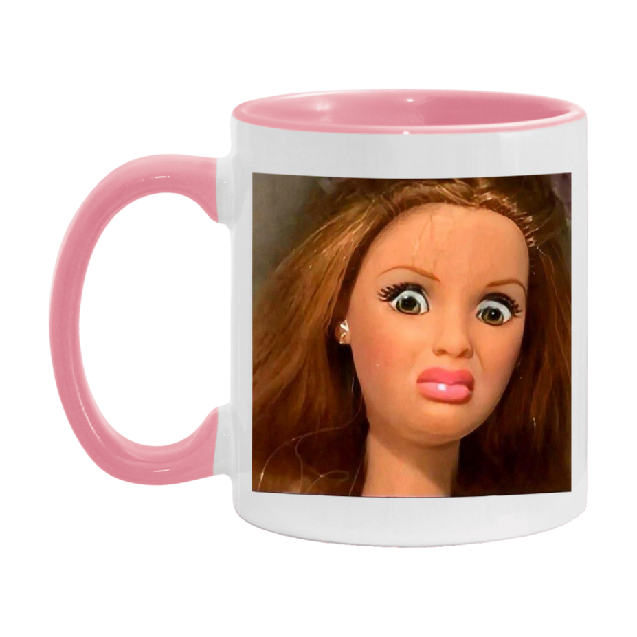 Disgusted Doll Face Mug, Funny Doll Face Meme Coffee Cup
