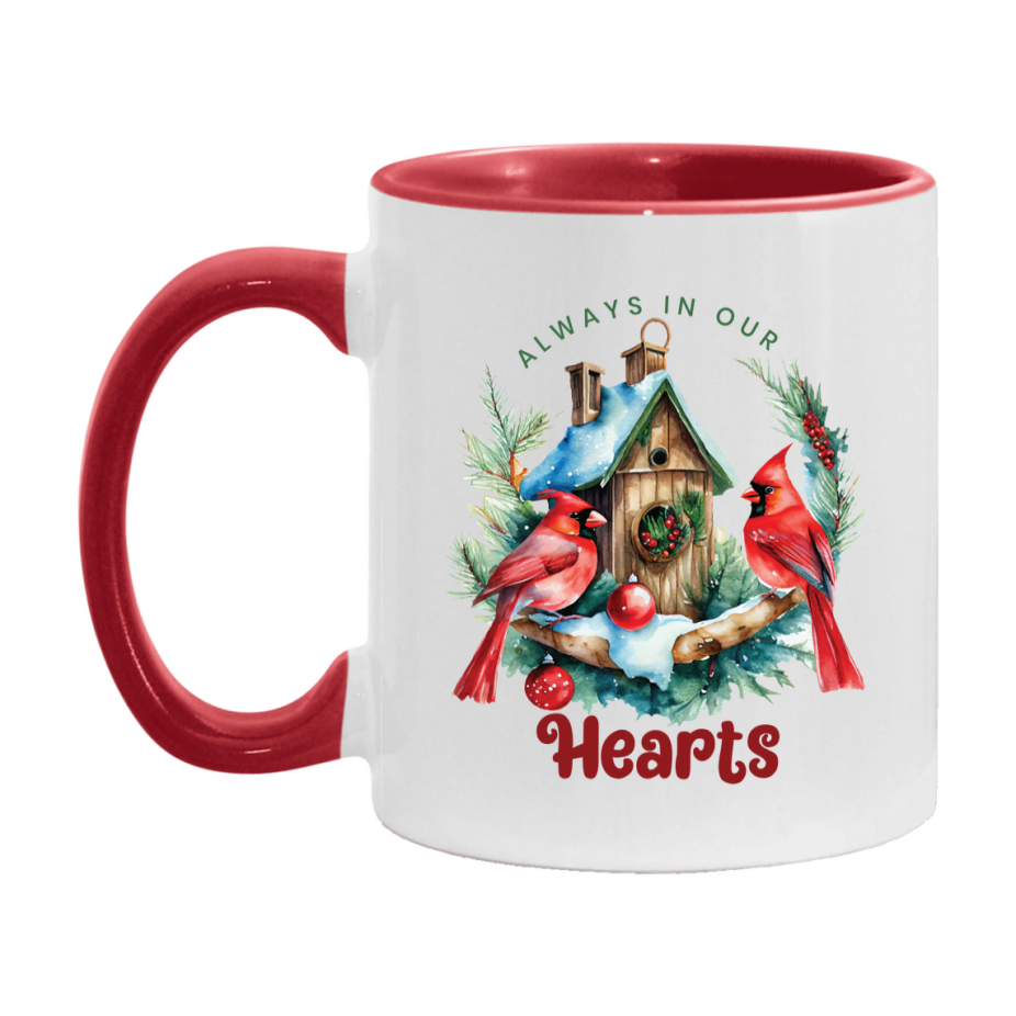 Red Cardinal Mug – Northern Red Cardinal Christmas Mug with Heartfelt Message, 11oz or 15oz White Ceramic Coffee Cup