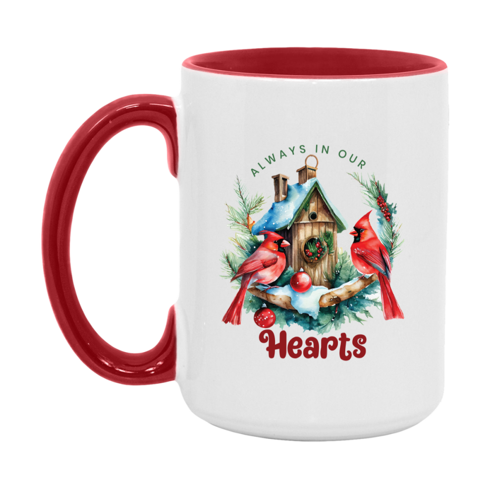 Red Cardinal Mug – Northern Red Cardinal Christmas Mug with Heartfelt Message, 11oz or 15oz White Ceramic Coffee Cup