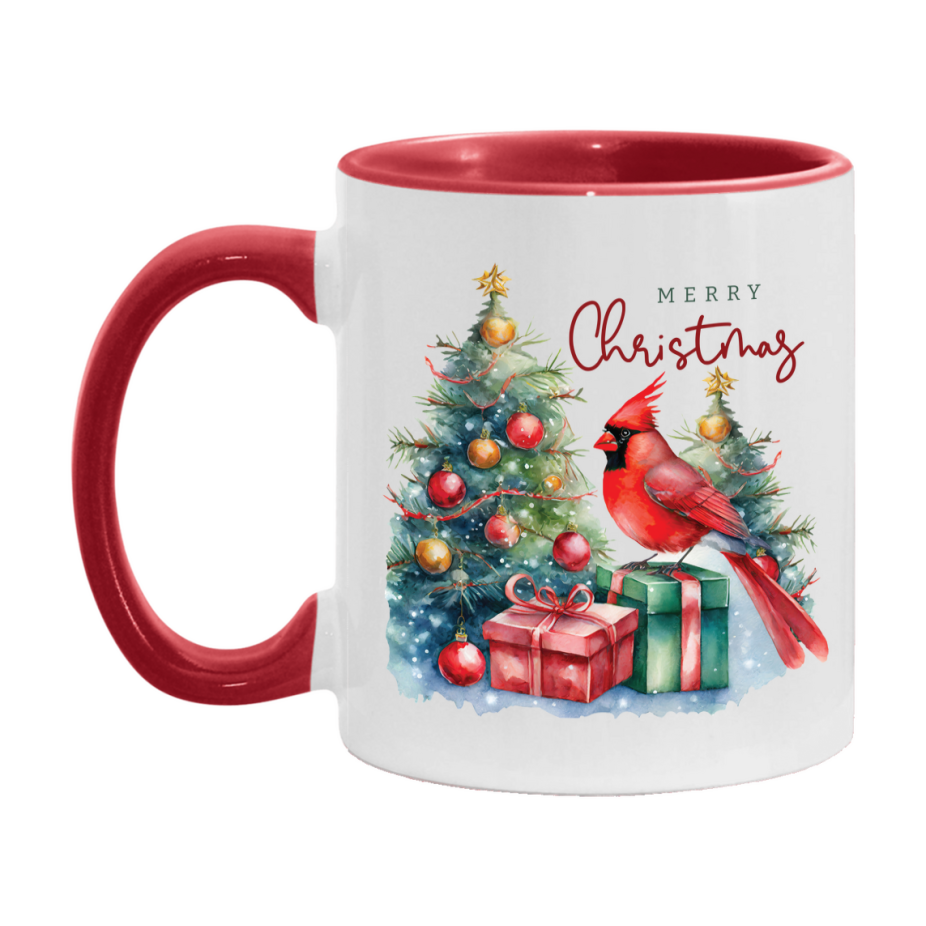 Red Cardinal Mug – Northern Red Cardinal Christmas Mug with Heartfelt Message, 11oz or 15oz White Ceramic Coffee Cup