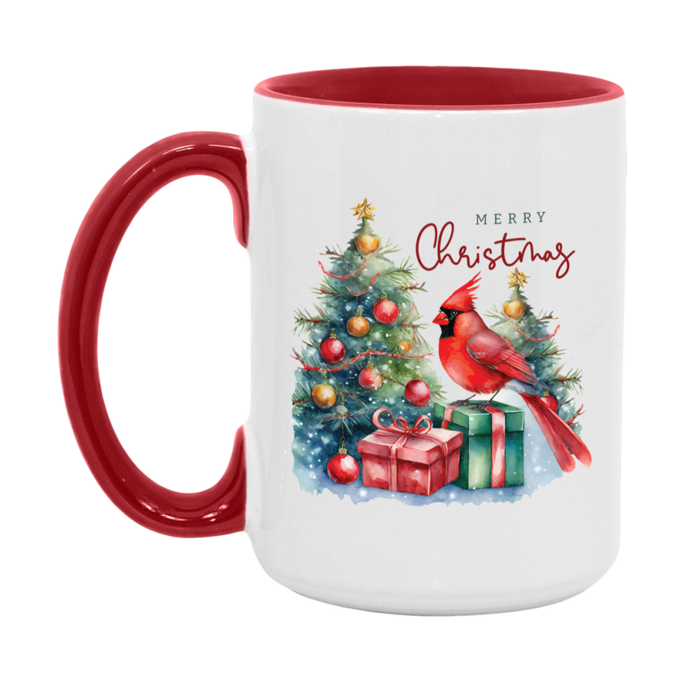Red Cardinal Mug – Northern Red Cardinal Christmas Mug with Heartfelt Message, 11oz or 15oz White Ceramic Coffee Cup