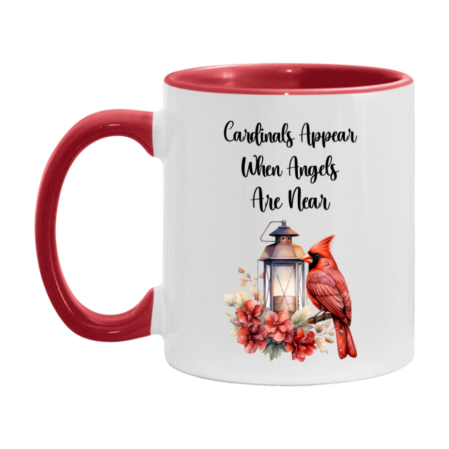 Red Cardinal Mug – "Cardinals Appear When Angels Are Near," 11oz or 15oz Ceramic Christmas Coffee Mug Gift for Cardinal Lovers