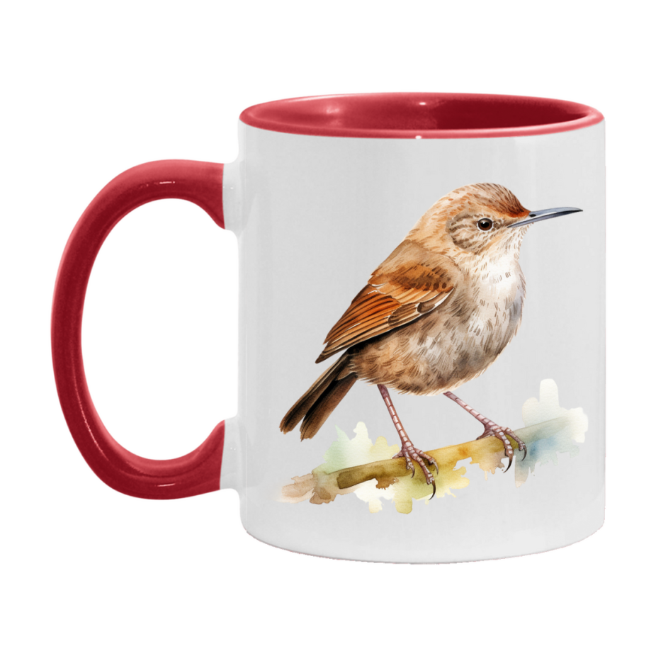 Bird Watching Mug, House Wren Song Bird Mug, 11oz or 15oz White Ceramic Coffee Mug Gift for Bird Watchers