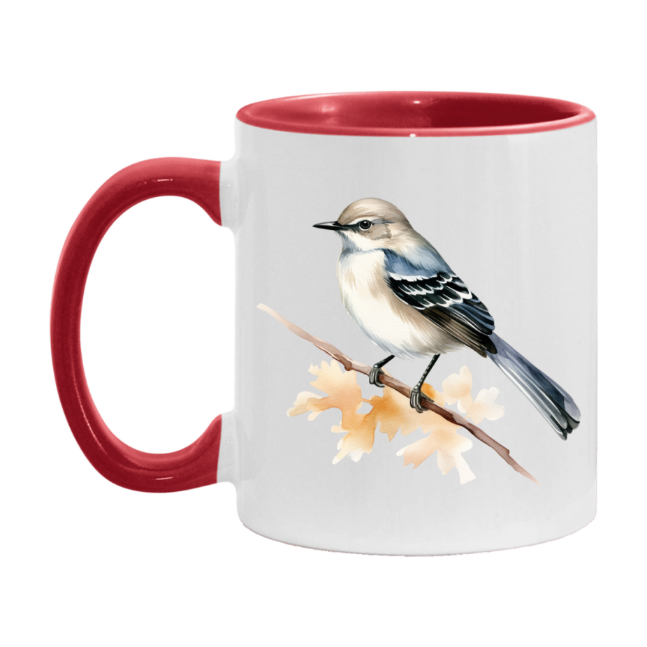 Bird Watching Mug, Mockingbird Song Bird Mug, 11oz or 15oz White Ceramic Coffee Mug Gift for Bird Watchers