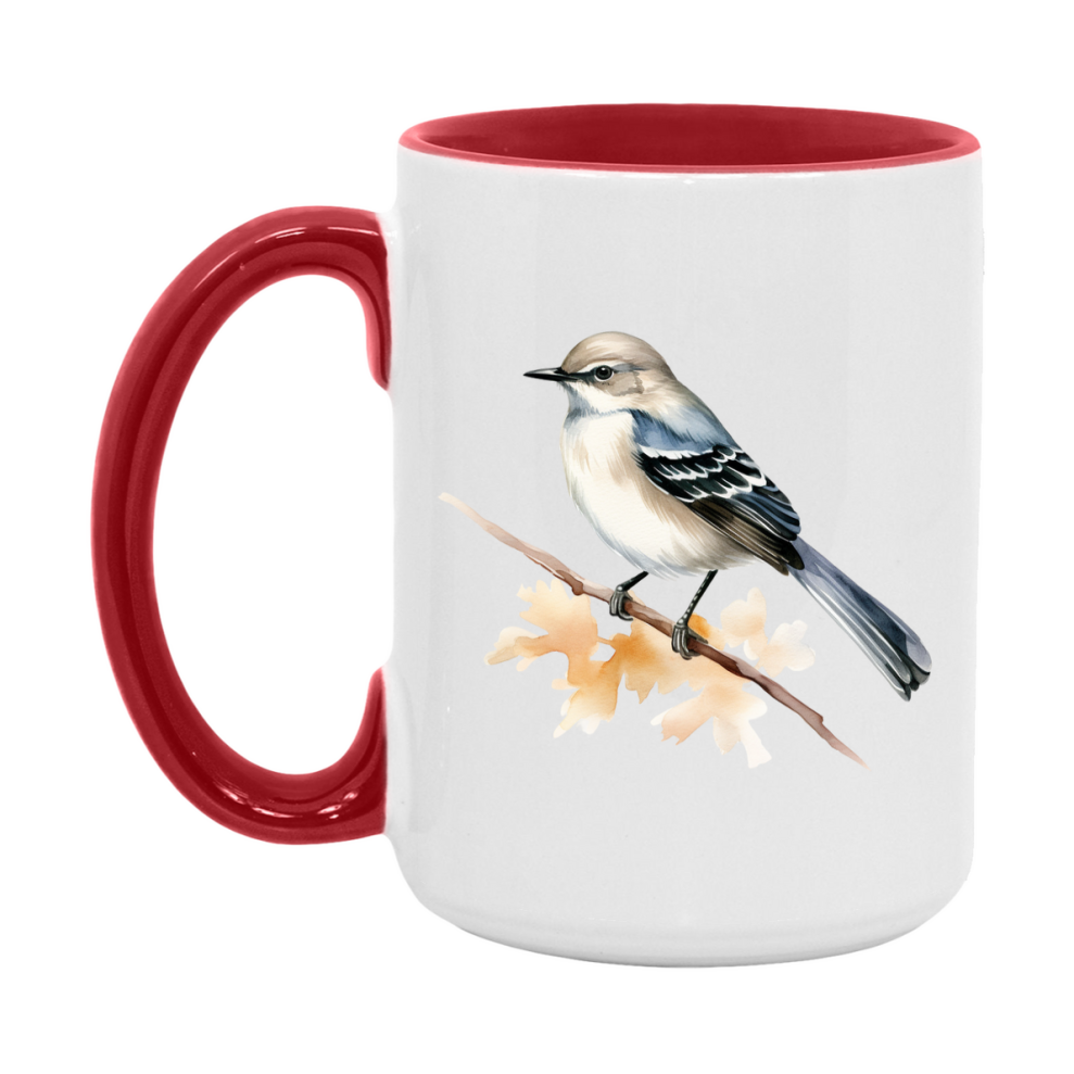 Bird Watching Mug, Mockingbird Song Bird Mug, 11oz or 15oz White Ceramic Coffee Mug Gift for Bird Watchers