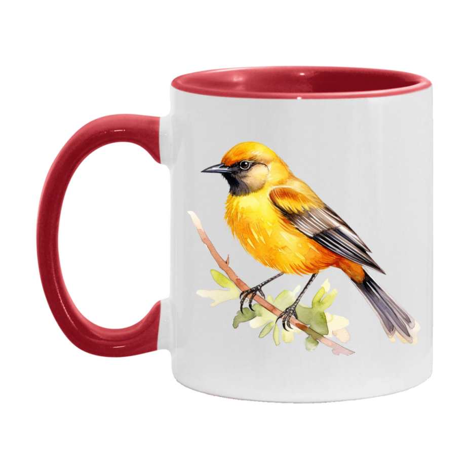Bird Watching Mug, Orchard Oriole Song Bird Mug, 11oz or 15oz White Ceramic Coffee Mug Gift for Bird Watchers