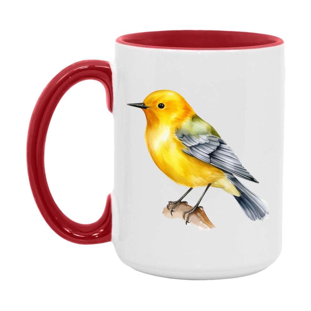 Bird Watching Mug, Prothonotary Warbler Song Bird Mug, 11oz or 15oz White Ceramic Coffee Mug Gift for Bird Watchers