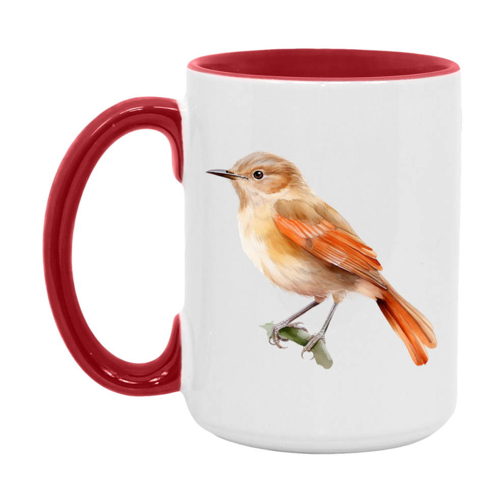 Bird Watching Mug, Rufous Hornero Song Bird Mug, 11oz or 15oz White Ceramic Coffee Mug Gift for Bird Watchers