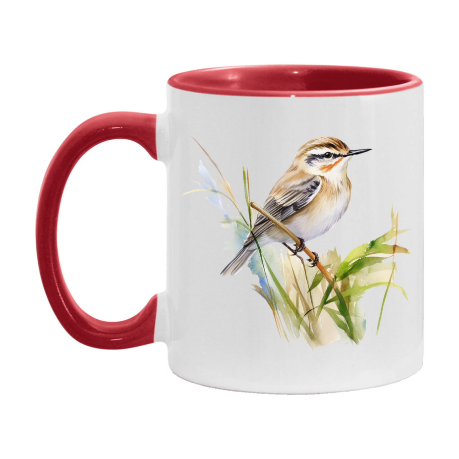 Bird Watching Mug, Sedge Warbler Song Bird Mug, 11oz or 15oz White Ceramic Coffee Mug Gift for Bird Watchers