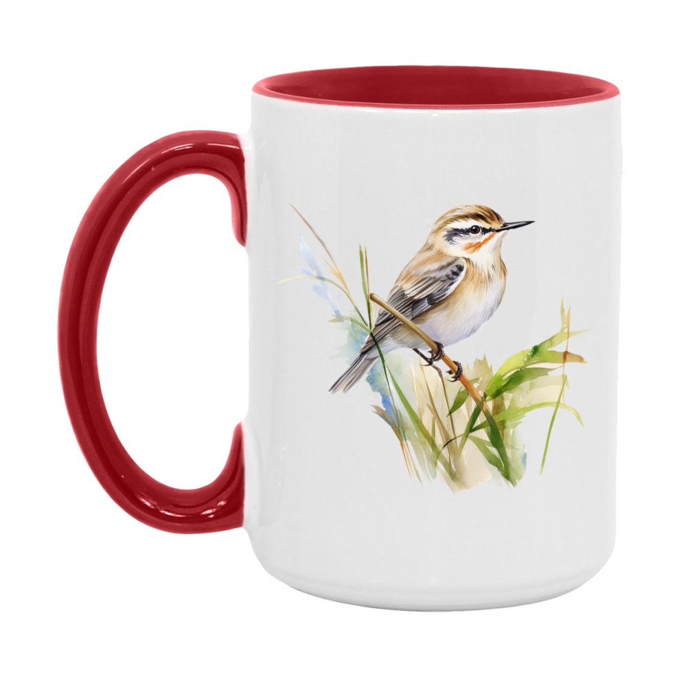 Bird Watching Mug, Sedge Warbler Song Bird Mug, 11oz or 15oz White Ceramic Coffee Mug Gift for Bird Watchers