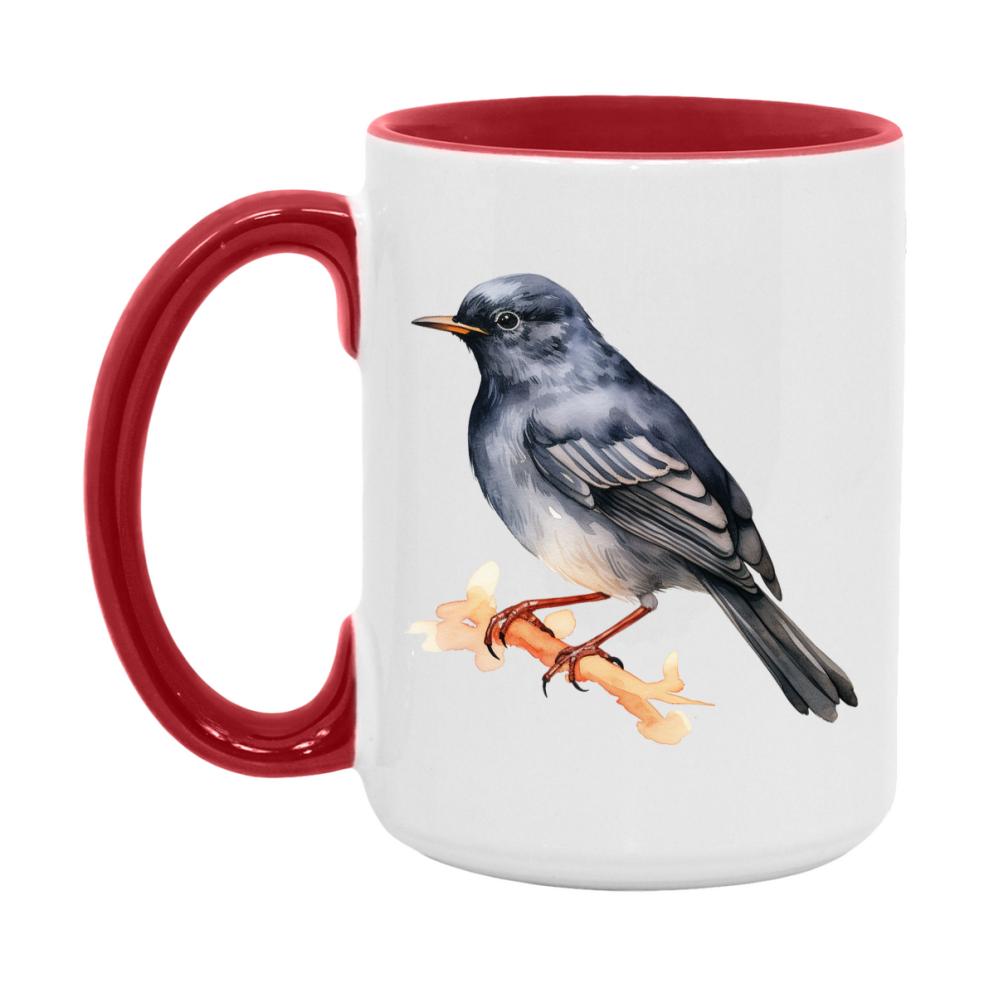 Bird Watching Mug, Slaty Backed Nightingale Thrush Song Bird Mug, 11oz or 15oz White Ceramic Coffee Mug Gift for Bird Watchers