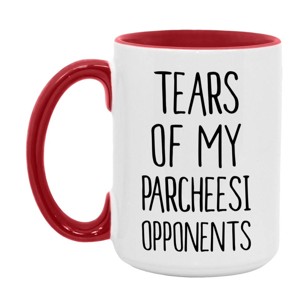 Funny Board Game Mug, Tears of My Parcheesi Opponents, 11oz or 15oz Ceramic White Coffee Cup