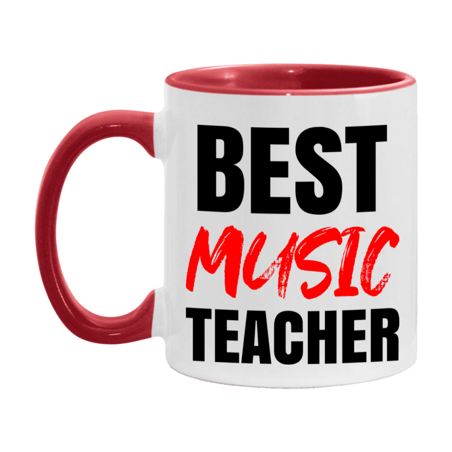Teacher Superlative Mug, Best Music Teacher Gift, 11oz or 15oz White Ceramic Coffee Cup for Music Teacher